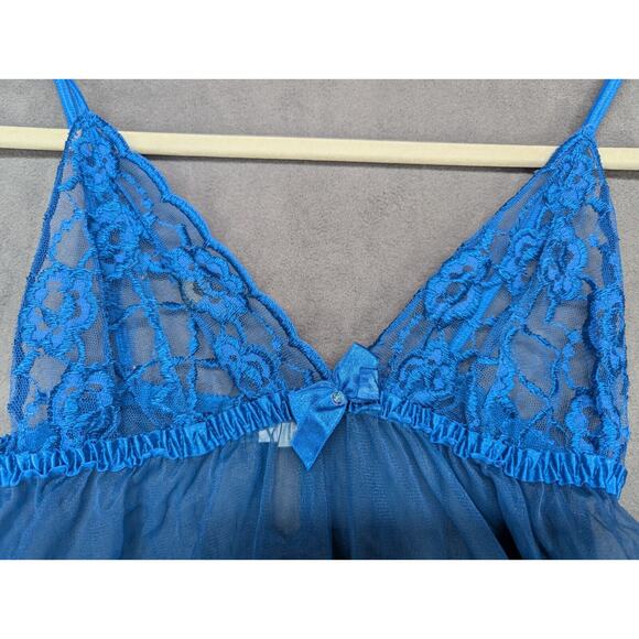 Vintage Fredericks of Hollywood Blue Lace Nighty Teddy Medium - Picture 3 of 8